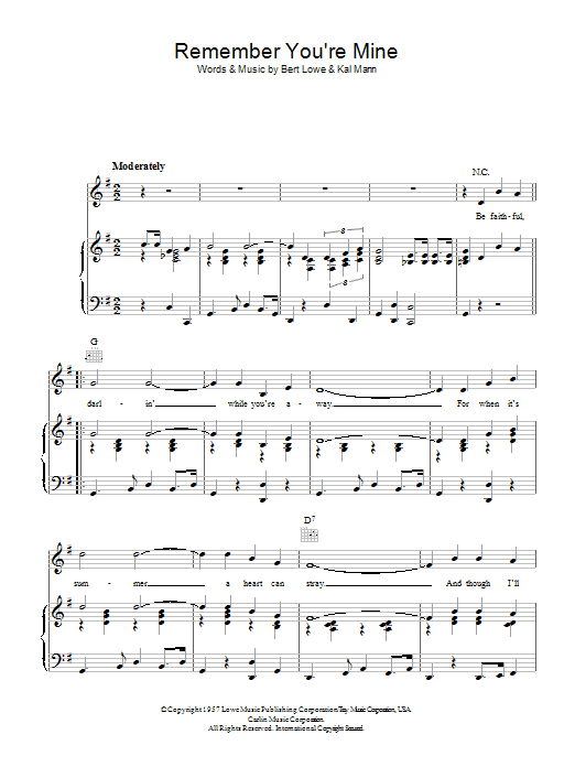 Bert Lowe Remember You're Mine Sheet Music