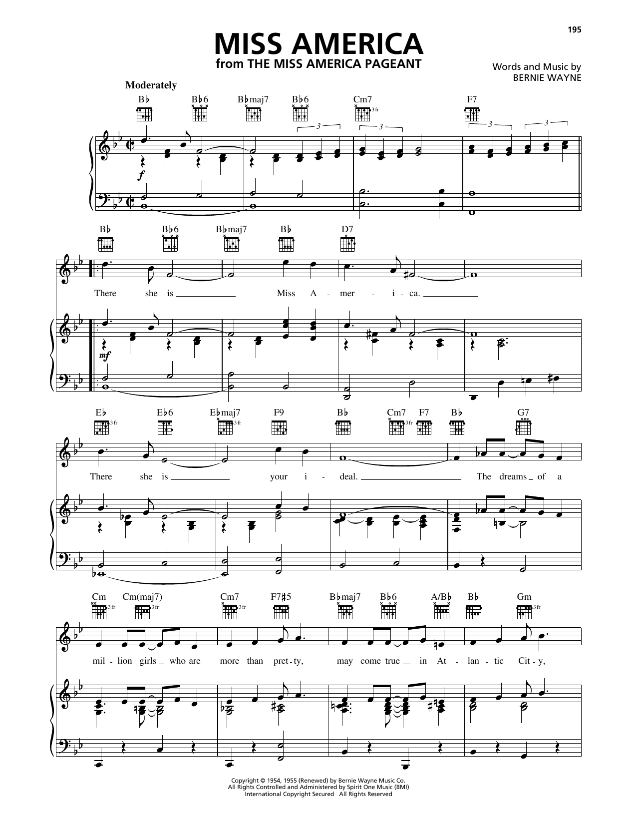 Bert Parks Miss America Sheet Music