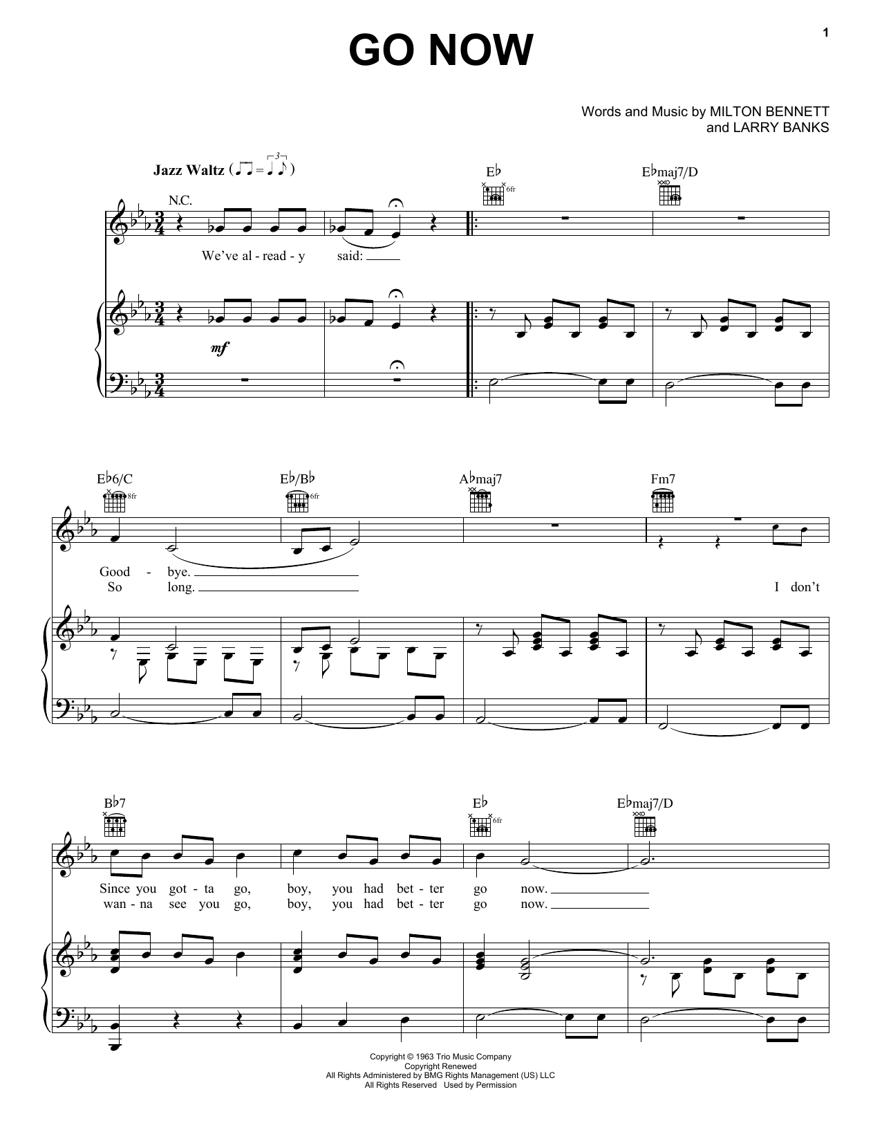 Bessie Banks Go Now Sheet Music