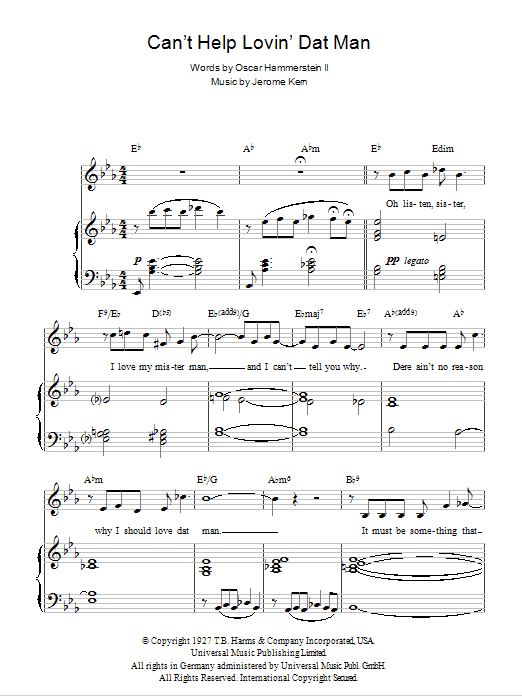 Bessie Smith Can't Help Lovin' Dat Man Sheet Music