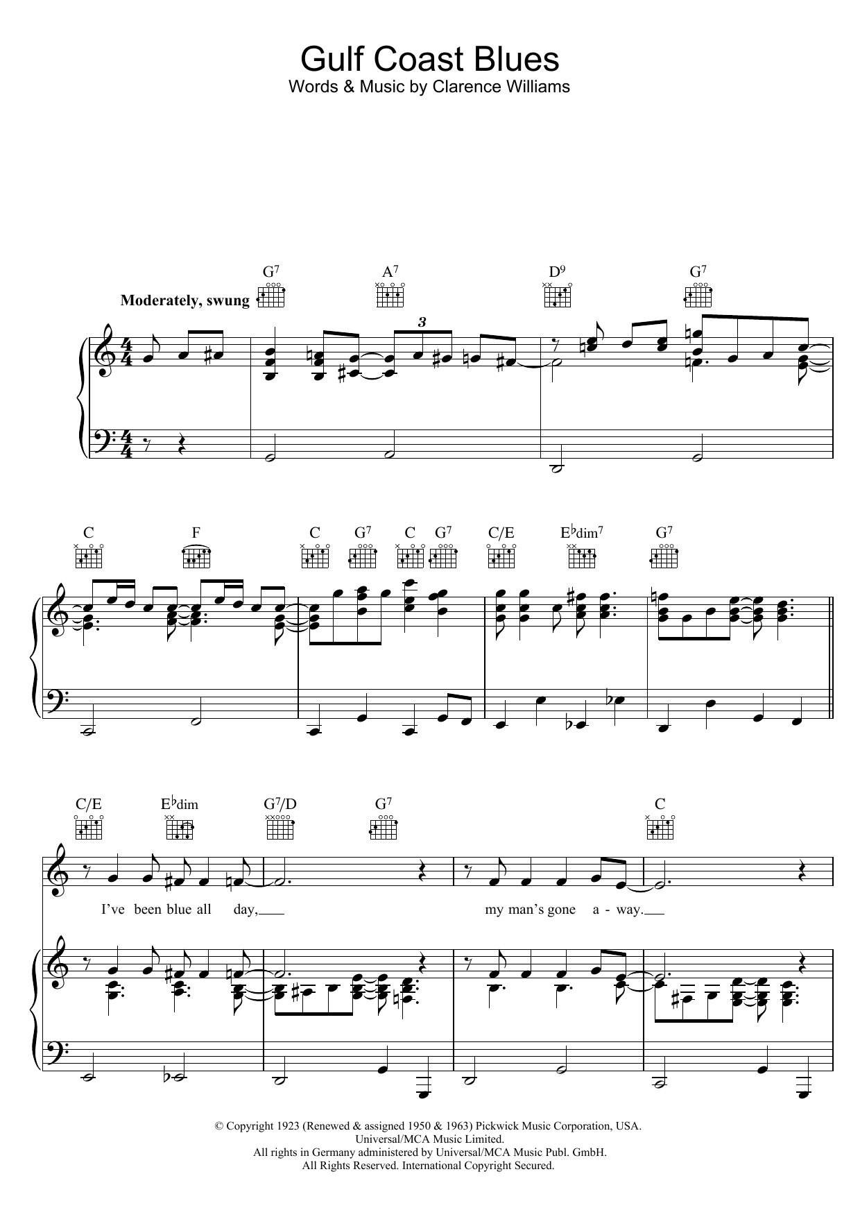 Bessie Smith Gulf Coast Blues Sheet Music