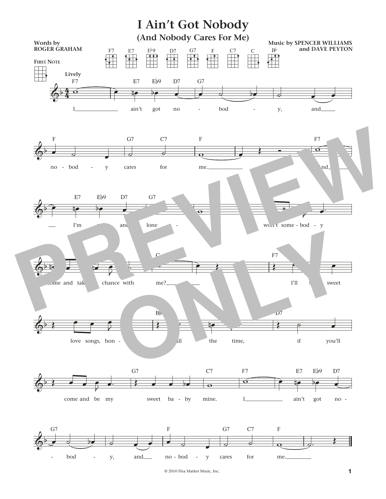 Bessie Smith I Ain't Got Nobody (And Nobody Cares For Me) (from The Daily Ukulele) (arr. Liz Sheet Music
