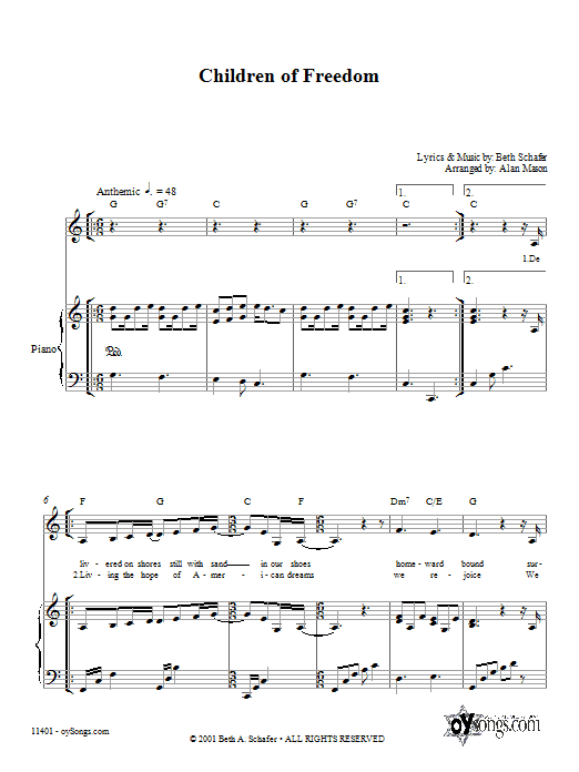 Beth Schafer Children of Freedom Sheet Music