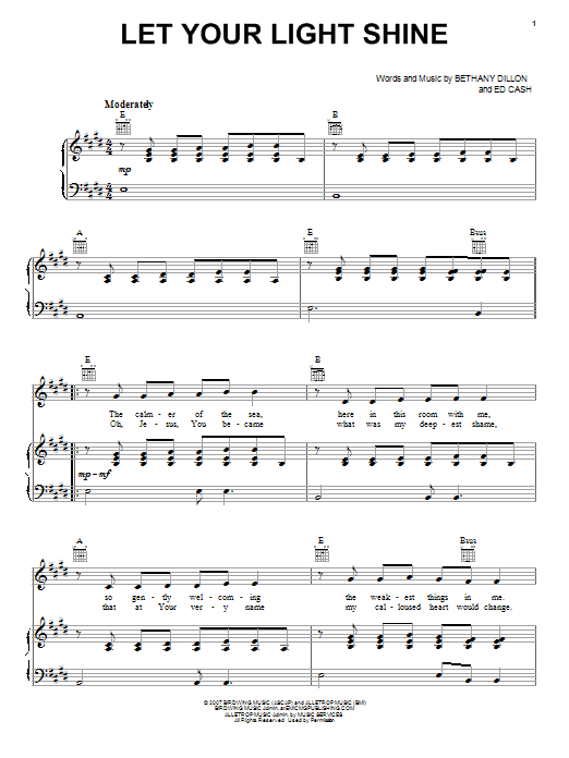 Bethany Dillon Let Your Light Shine Sheet Music