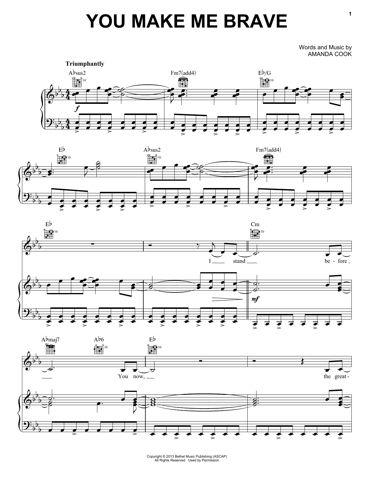 Bethel Music You Make Me Brave Sheet Music