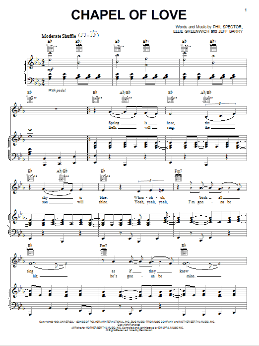 Bette Midler Chapel Of Love Sheet Music