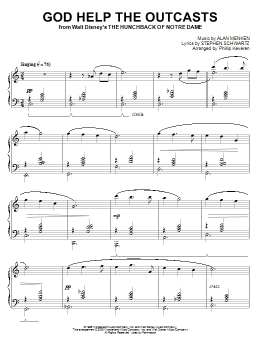 Bette Midler God Help The Outcasts (from The Hunchback Of Notre Dame) [Classical version] (ar Sheet Music