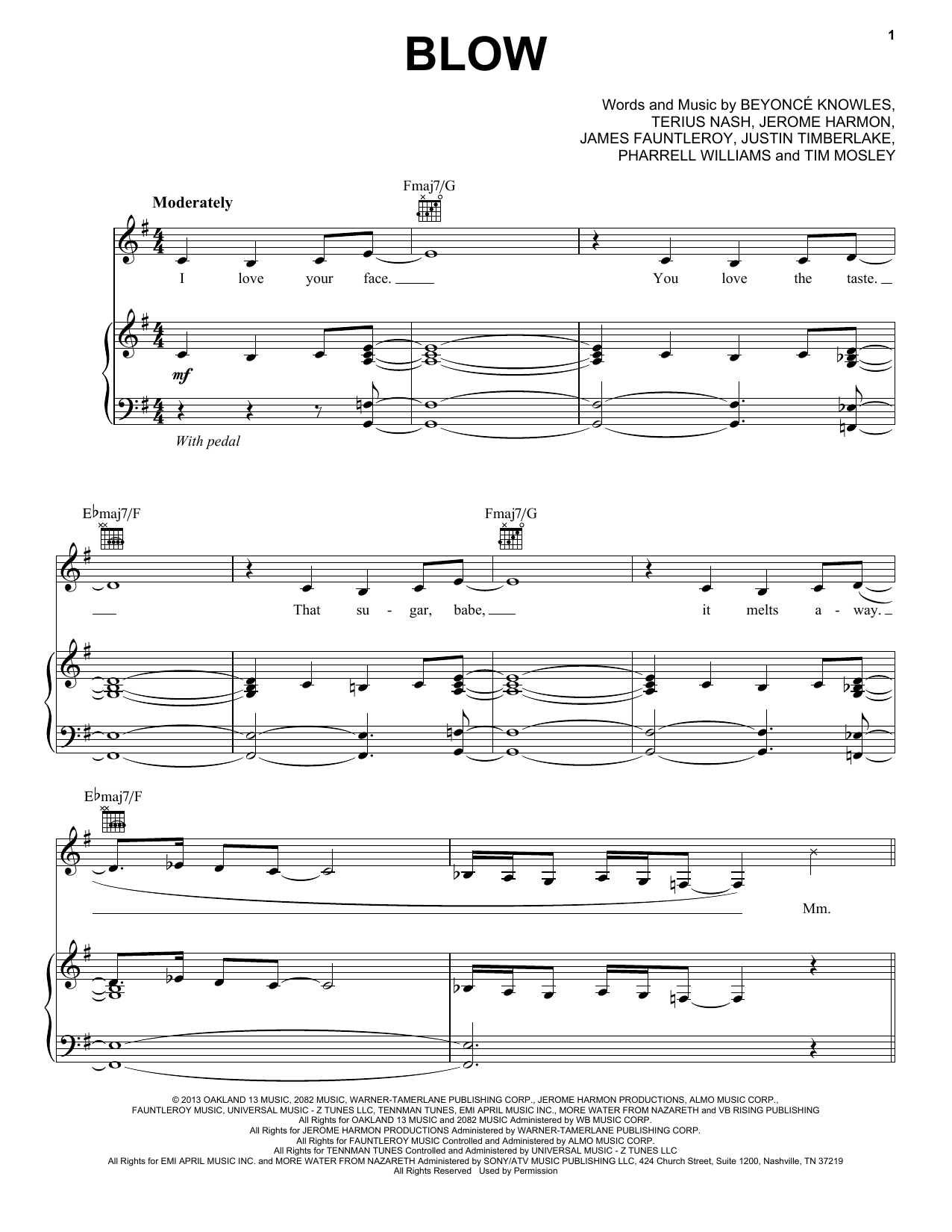 Beyoncé Blow Sheet Music