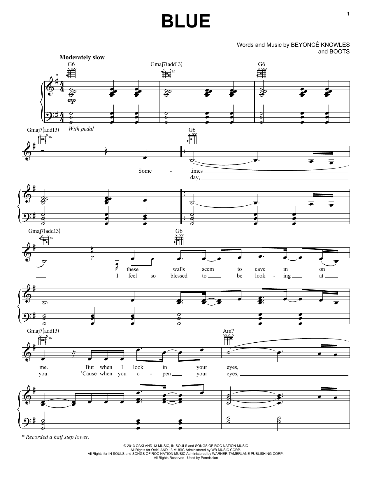 Beyoncé Blue Sheet Music