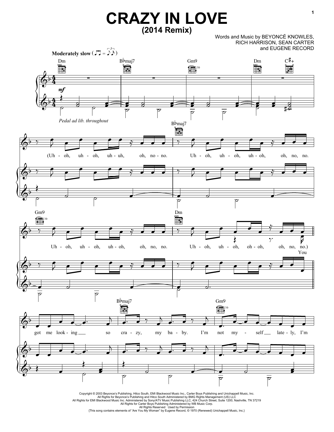 Beyonce featuring Jay-Z Crazy In Love Sheet Music