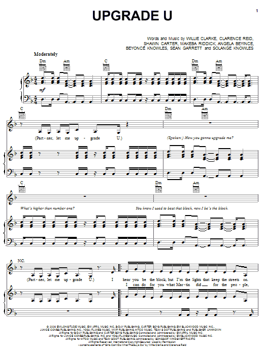 Beyonce featuring Jay-Z Upgrade U Sheet Music