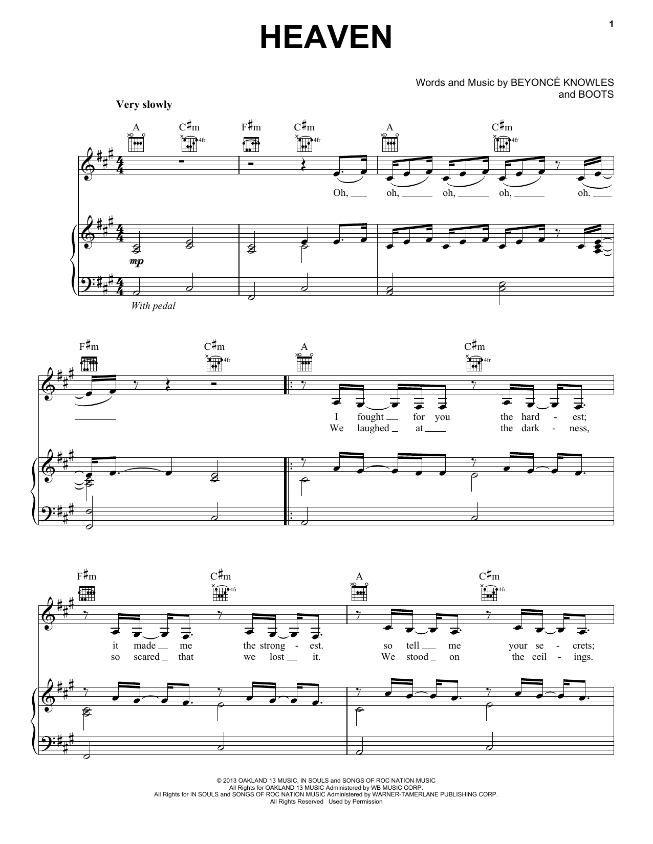Beyoncé Heaven Sheet Music