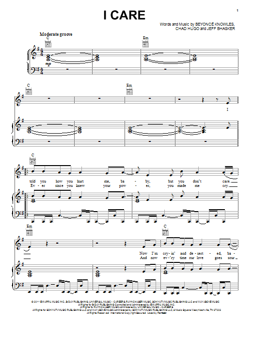 Beyoncé I Care Sheet Music