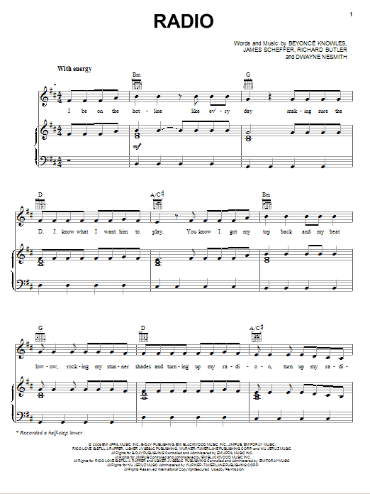 Beyonce Radio Sheet Music