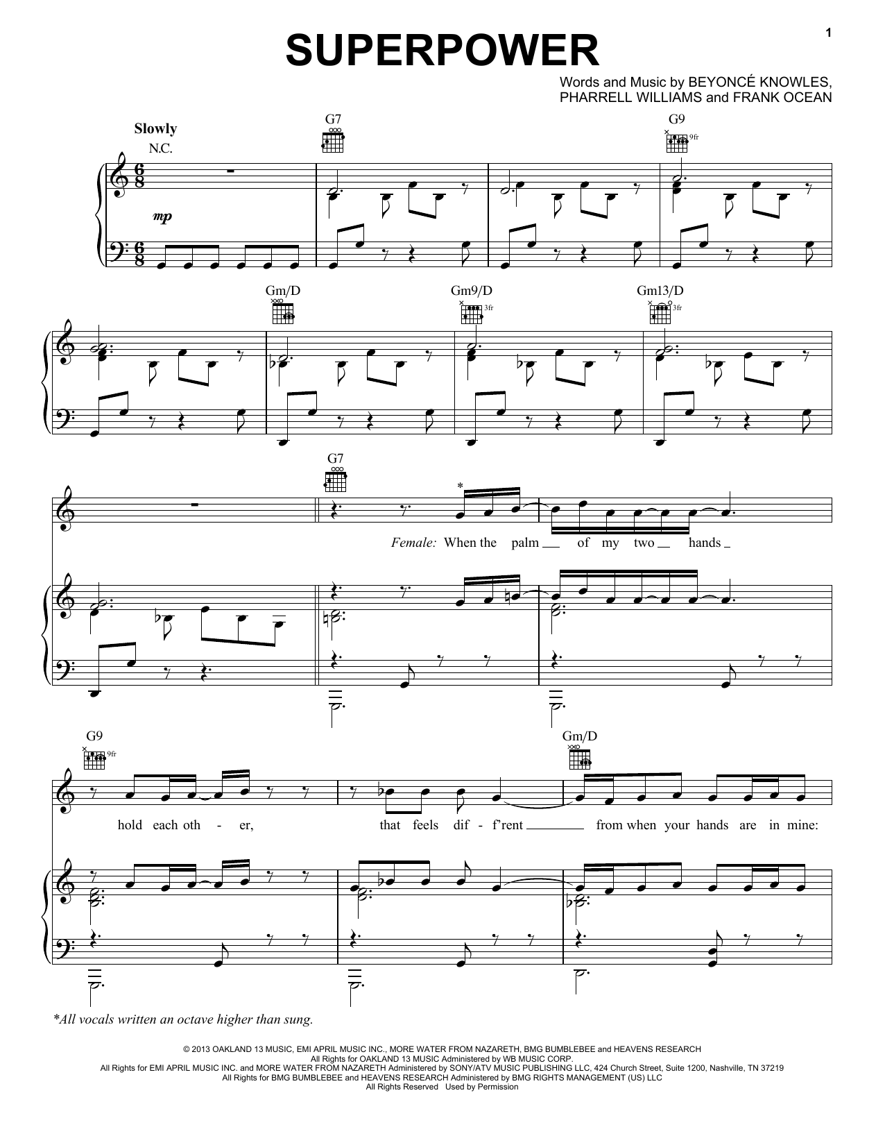 Beyoncé Superpower Sheet Music