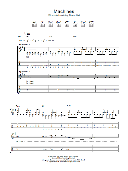 Biffy Clyro Machines Sheet Music
