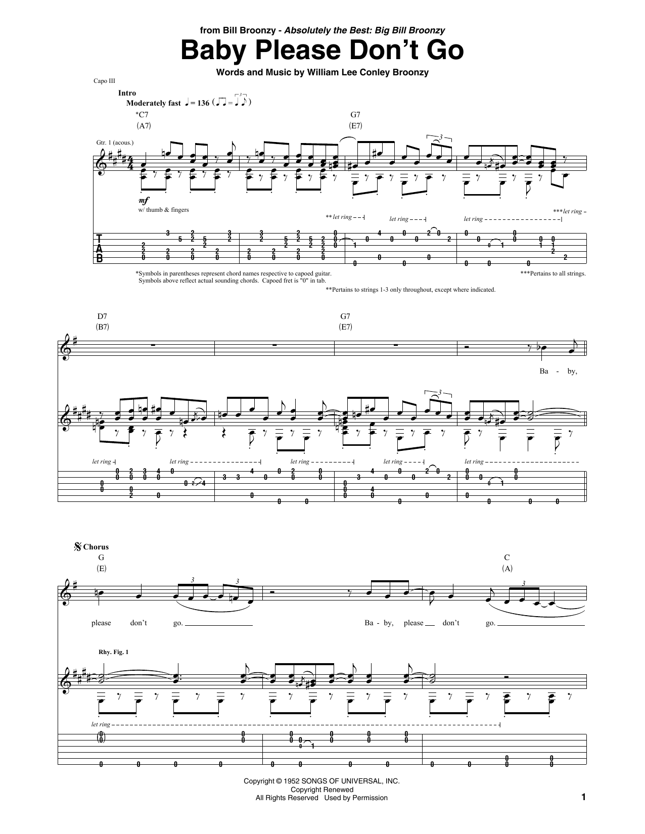 Big Bill Broonzy Baby Please Don't Go Sheet Music