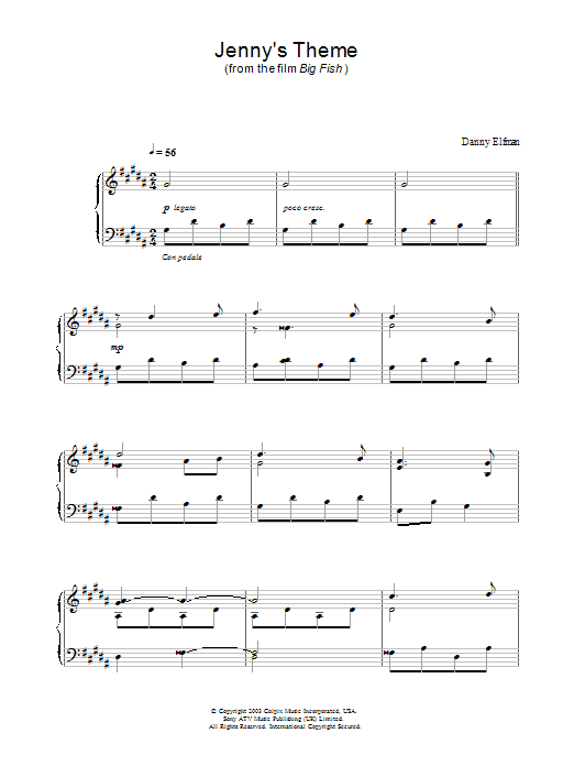 Big Fish Jenny's Theme Sheet Music