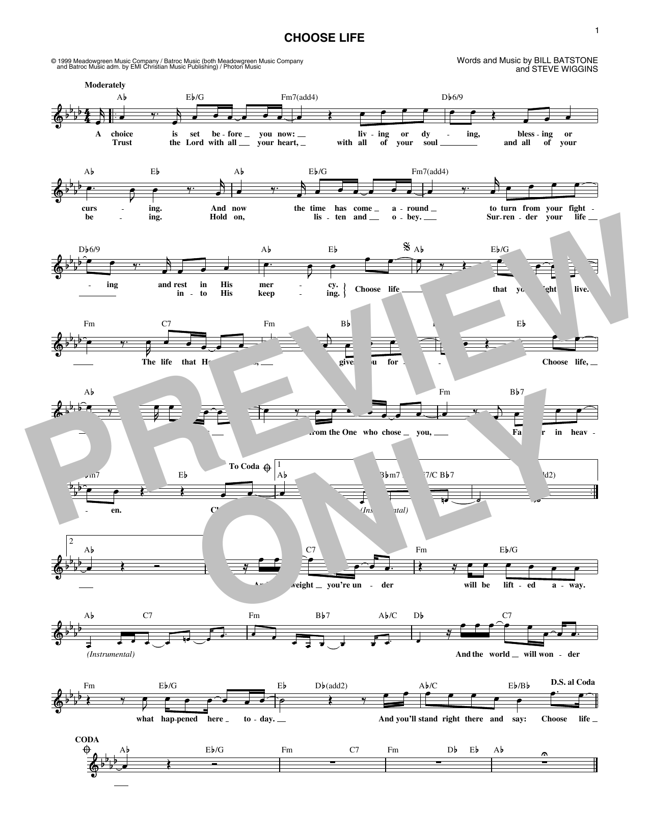 Big Tent Revival Choose Life Sheet Music