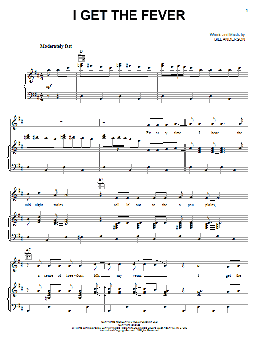 Bill Anderson I Get The Fever Sheet Music