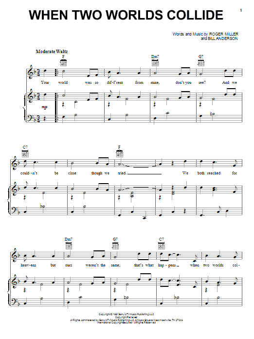 Bill Anderson When Two Worlds Collide Sheet Music