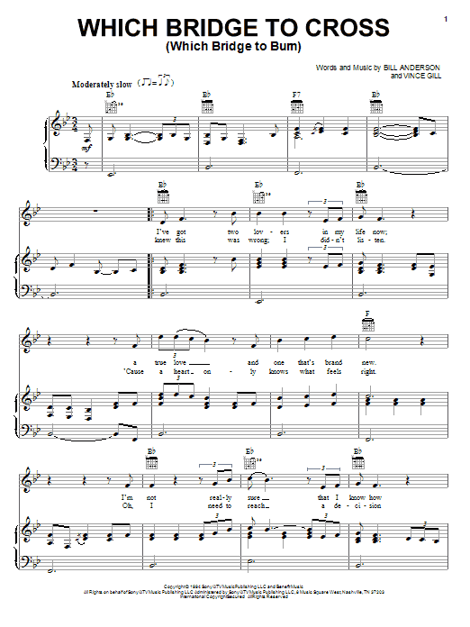 Bill Anderson Which Bridge To Cross (Which Bridge To Burn) Sheet Music