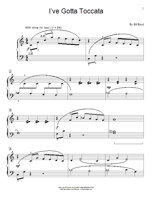 Bill Boyd I've Gotta Toccata Sheet Music