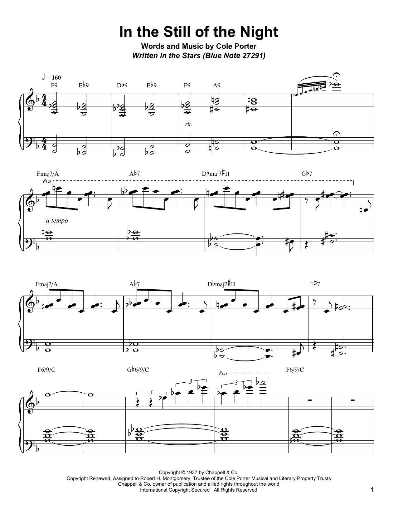 Bill Charlap In The Still Of The Night Sheet Music