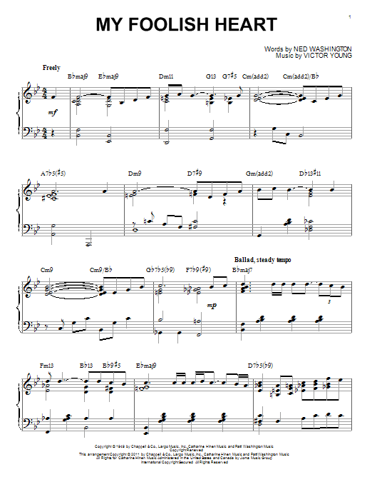 Bill Evans My Foolish Heart [Jazz version] (arr. Brent Edstrom) Sheet Music