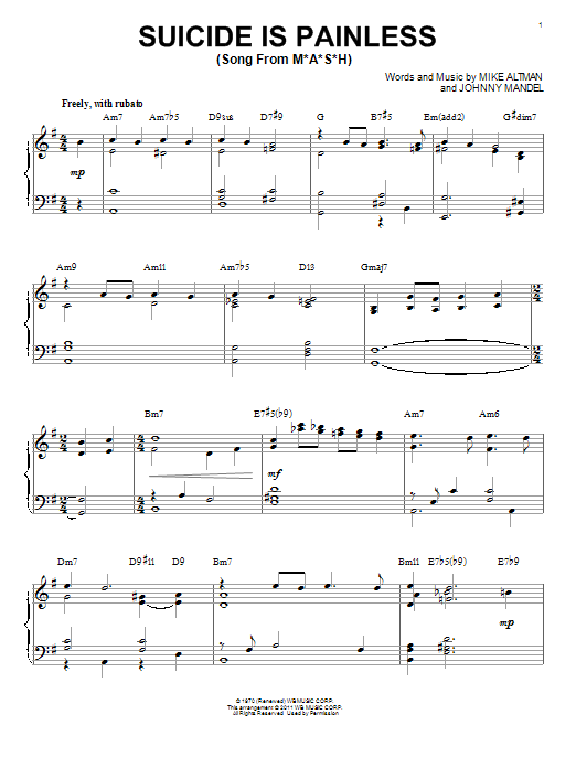 Bill Evans Song From M*A*S*H (Suicide Is Painless) [Jazz version] (arr. Brent Edstrom) Sheet Music