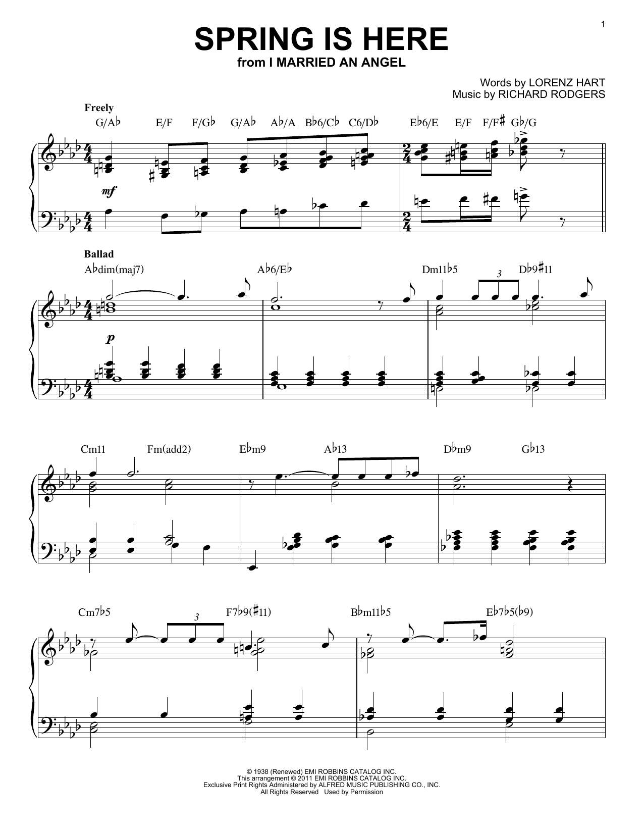 Bill Evans Spring Is Here [Jazz version] (arr. Brent Edstrom) Sheet Music