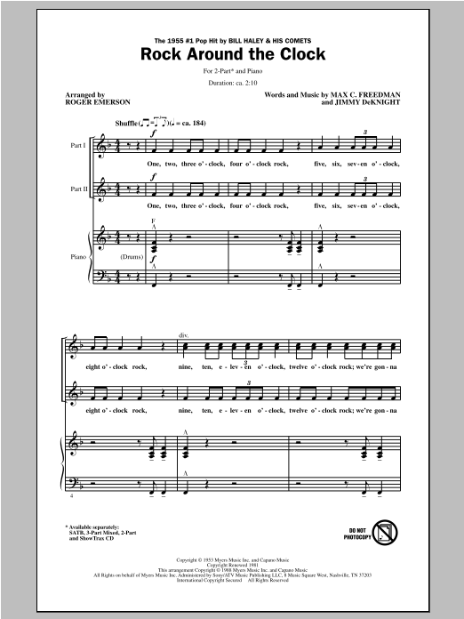 Bill Haley & His Comets Rock Around The Clock (arr. Roger Emerson) Sheet Music