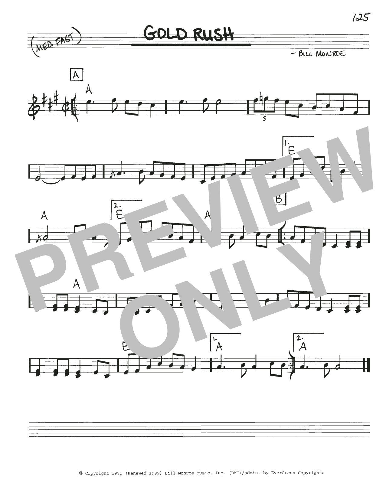 Bill Monroe Gold Rush Sheet Music