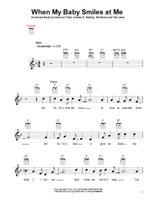 Bill Munro When My Baby Smiles At Me Sheet Music