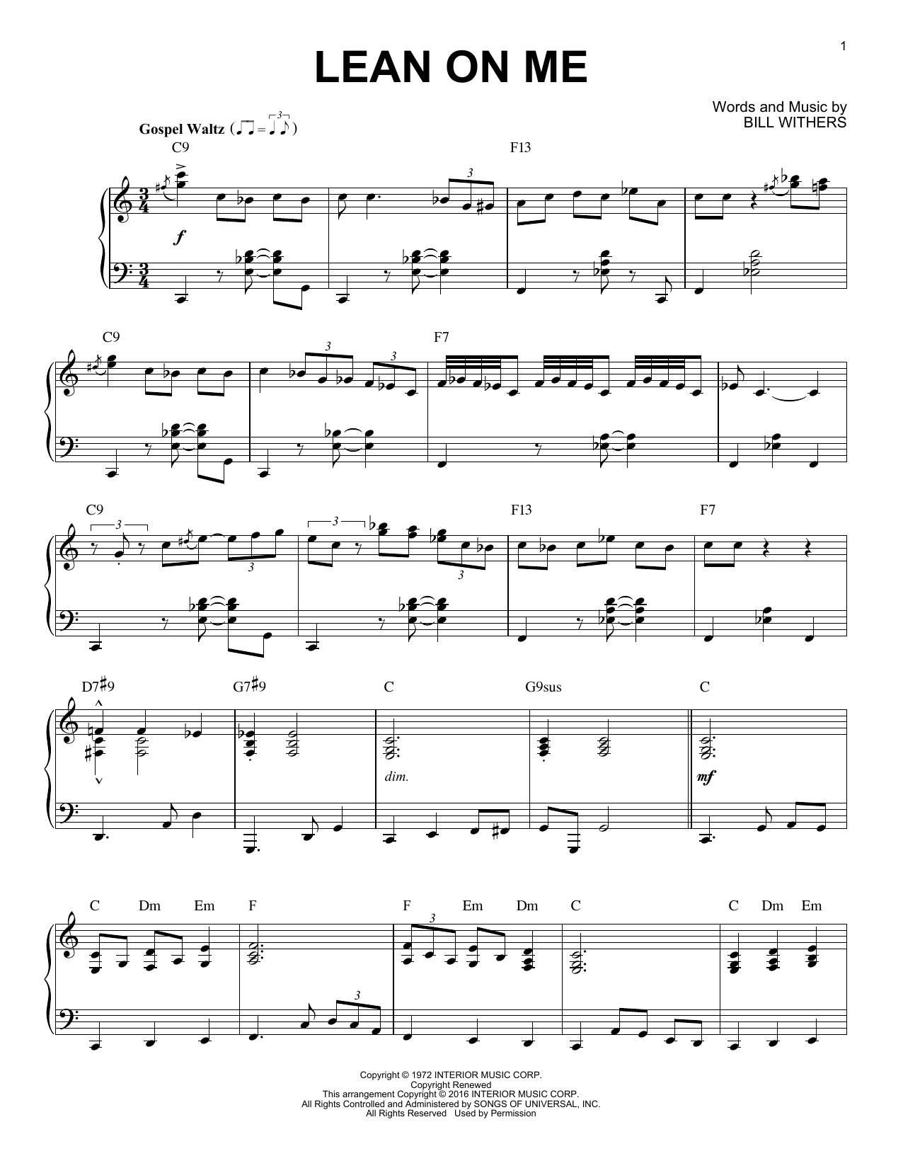 Bill Withers Lean On Me [Jazz version] (arr. Brent Edstrom) Sheet Music