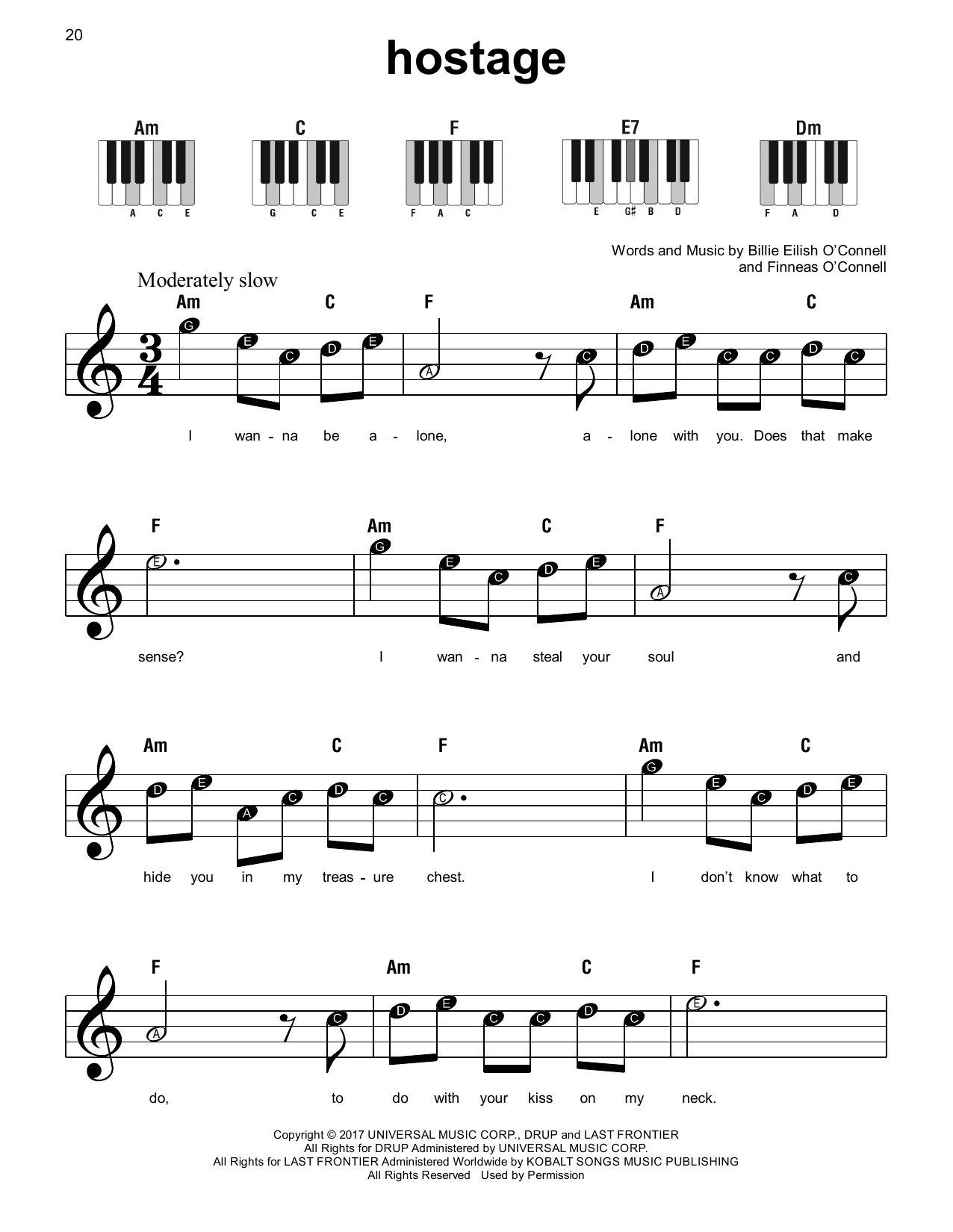 Billie Eilish hostage Sheet Music