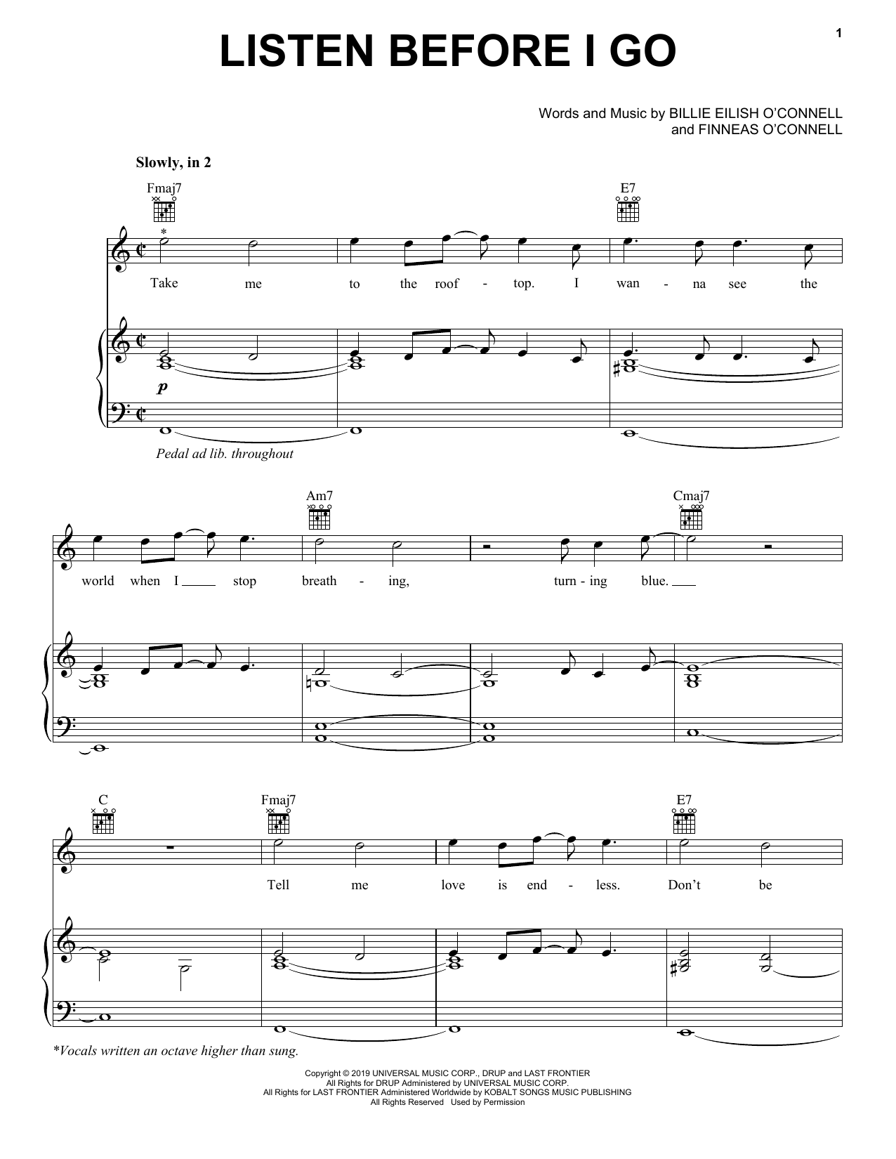 Billie Eilish listen before i go Sheet Music
