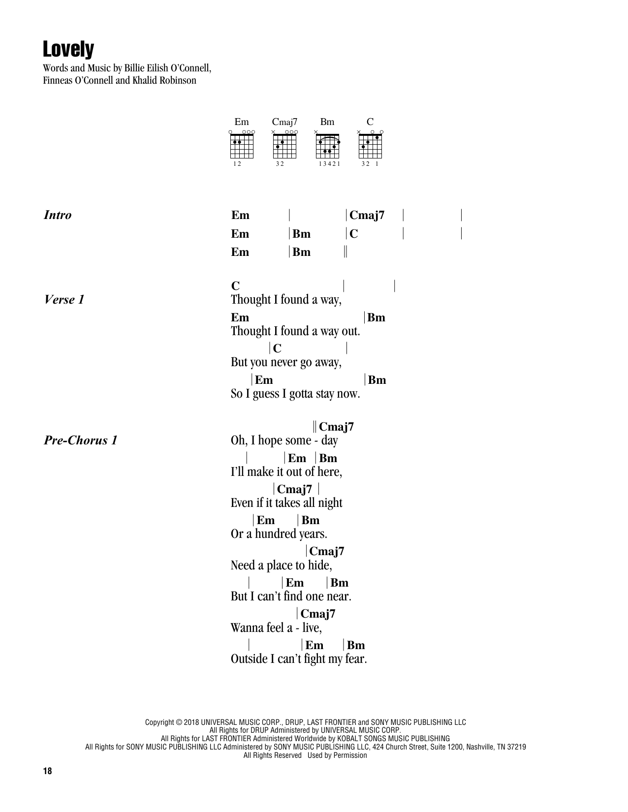 Billie Eilish lovely (feat. Khalid) (from 13 Reasons Why) Sheet Music