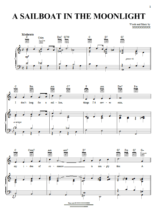 Billie Holiday A Sailboat In The Moonlight Sheet Music