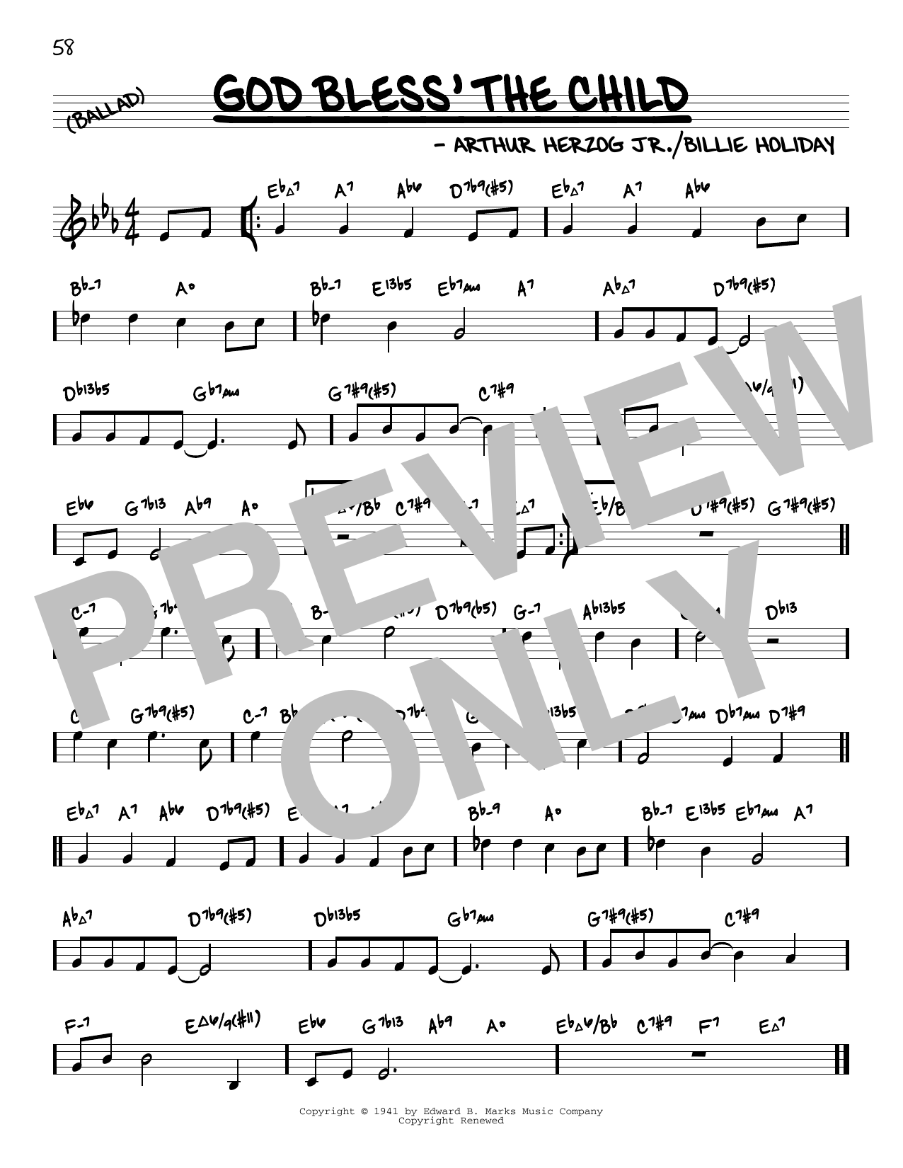 Billie Holiday God Bless' The Child (arr. David Hazeltine) Sheet Music
