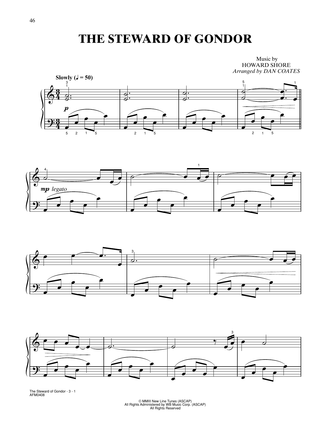 Billy Boyd The Steward of Gondor (from The Lord Of The Rings: The Return Of The King) (arr. Sheet Music