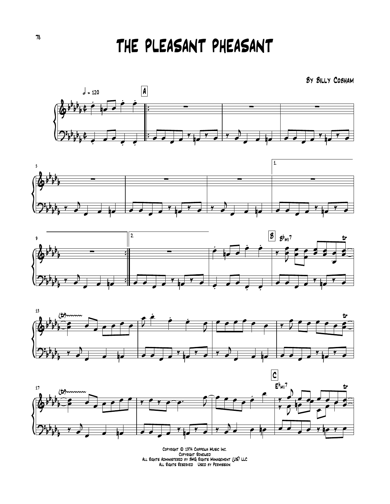 Billy Cobham The Pleasant Pheasant Sheet Music