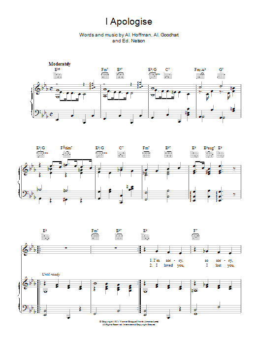 Billy Eckstine I Apologise Sheet Music