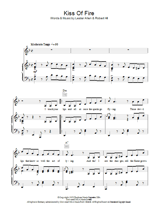 Billy Eckstine Kiss Of Fire Sheet Music