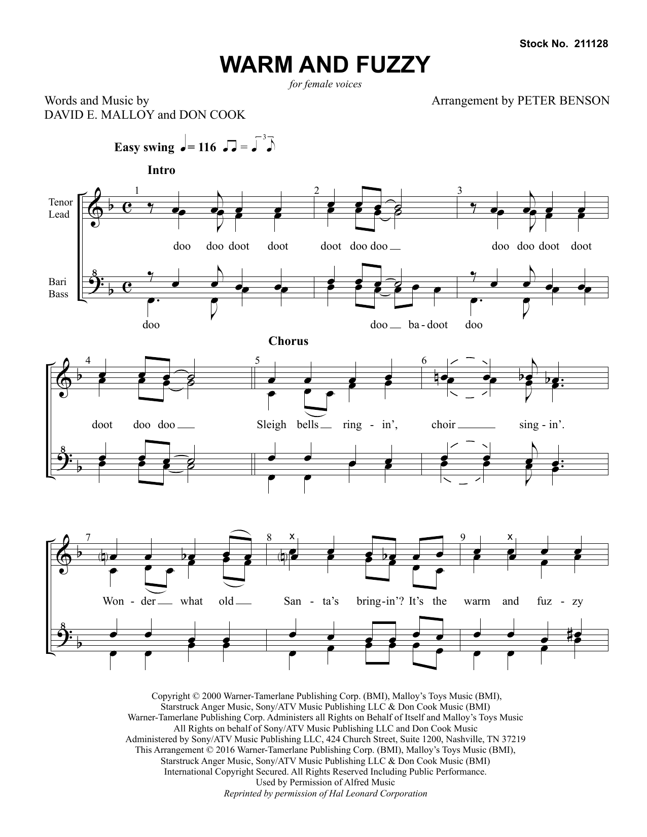 Billy Gilman Warm and Fuzzy (arr. Peter Benson) Sheet Music