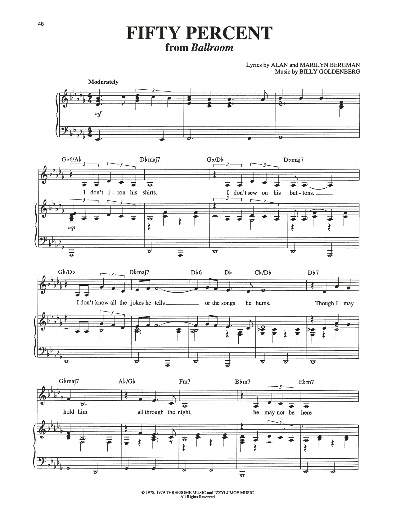 Billy Goldenberg Fifty Percent (from Ballroom) Sheet Music