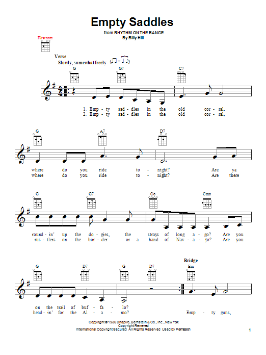 Billy Hill Empty Saddles Sheet Music