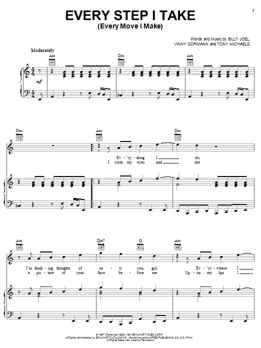 Billy Joel Every Step I Take (Every Move I Make) Sheet Music