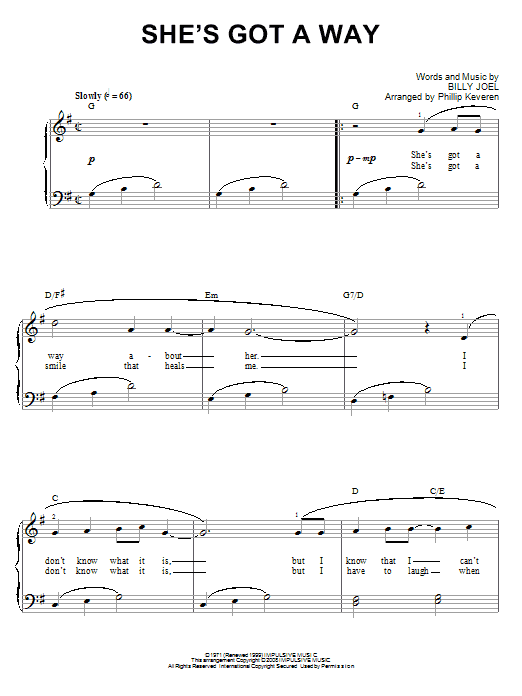 Billy Joel She's Got A Way (arr. Phillip Keveren) Sheet Music