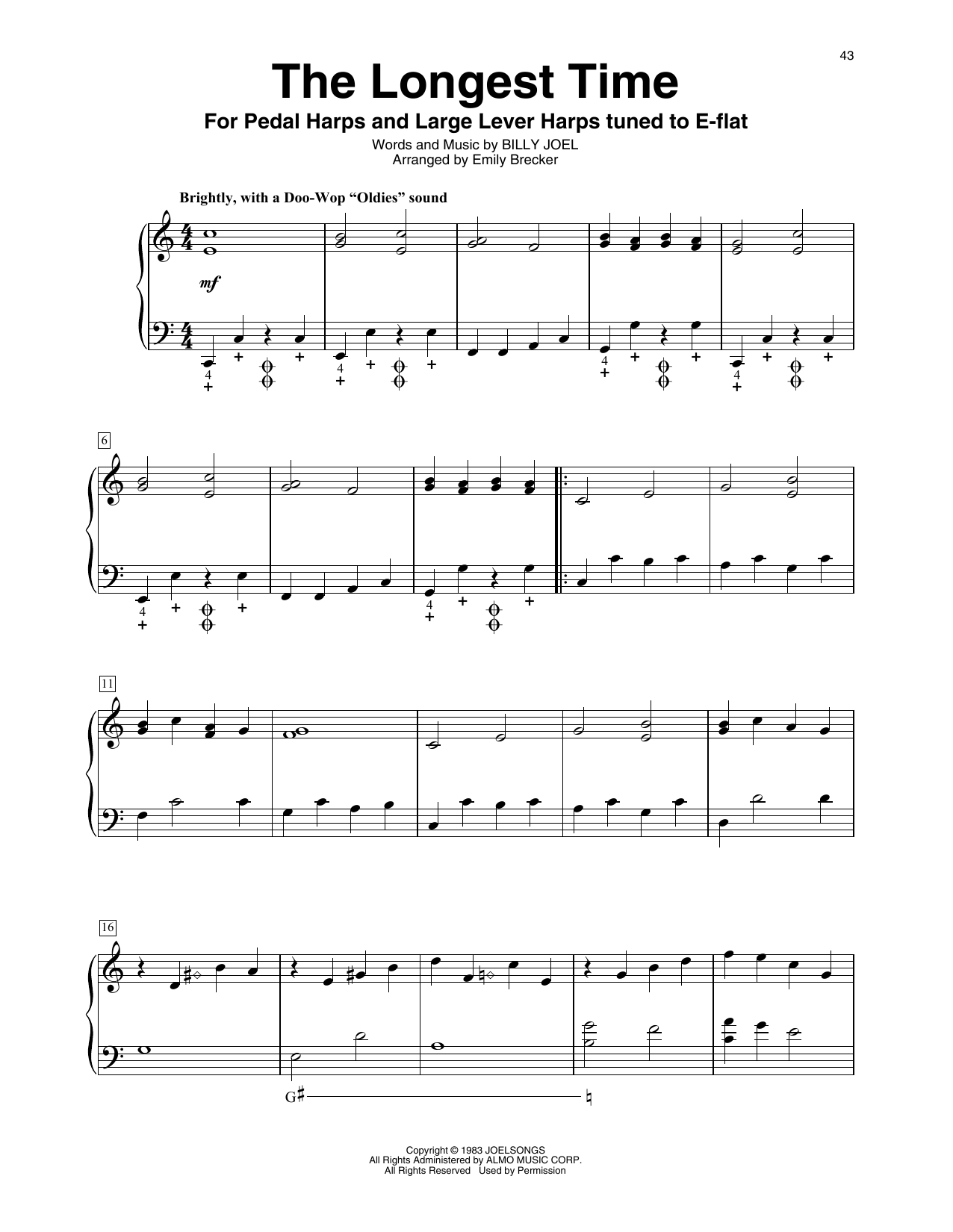 Billy Joel The Longest Time (arr. Emily Brecker) Sheet Music